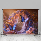 Lofaris Floral Arch Purple Butterfly Wedding Photo Backdrop